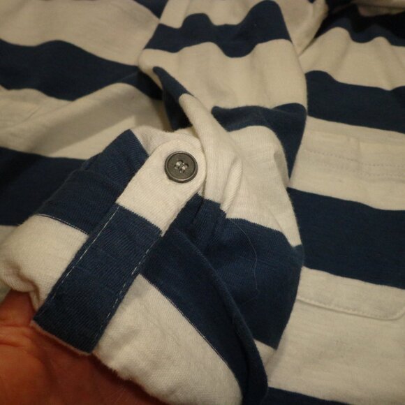 NWOT wf Weird Fish Wear The Weekend Scoop Neck Top 12 Stripes Blue/Wht Long Roll - Picture 7 of 12